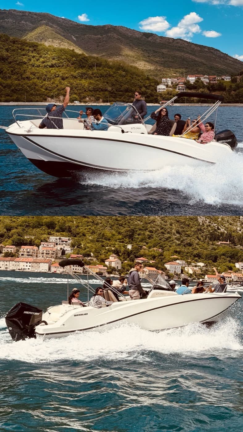 Speedboats at full speed on Boka Bay