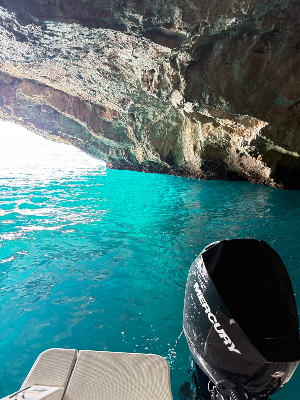Coastal cliffs and turquoise water